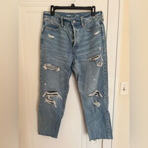 Old Navy Light Blue Distressed Straight Leg Jeans